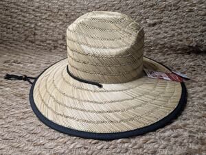 NEW! Infinity Men's Natural Straw Wide-brim Sun Hat Adjustable Drawstring Beach